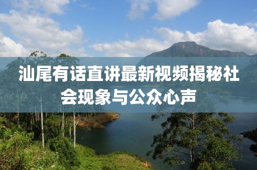 汕尾有话直讲最新视频揭秘社会现象与公众心声