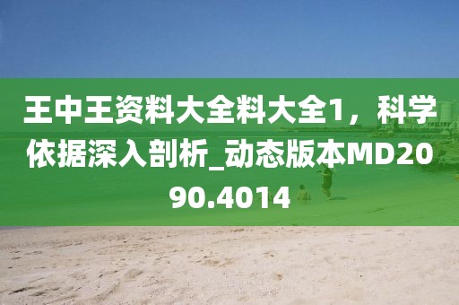 王中王资料大全料大全1，科学依据深入剖析_动态版本MD2090.4014