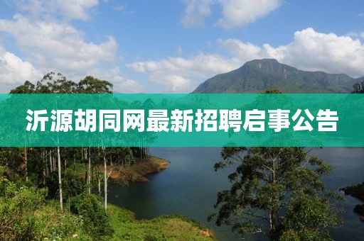 沂源胡同网最新招聘启事公告