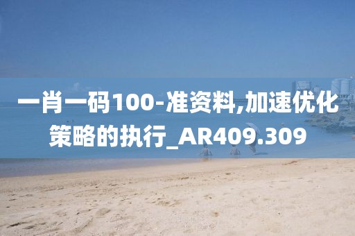 一肖一码100-准资料,加速优化策略的执行_AR409.309