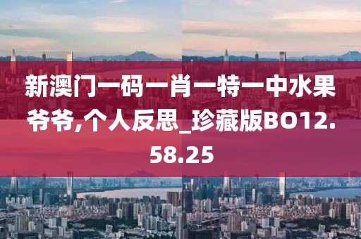 新澳门一码一肖一特一中水果爷爷,个人反思_珍藏版BO12.58.25