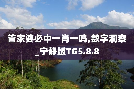 管家婆必中一肖一鸣,数字洞察_宁静版TG5.8.8