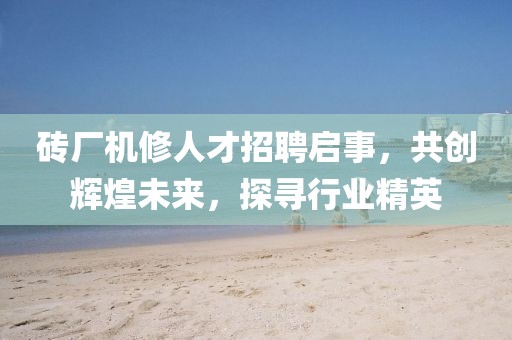 砖厂机修人才招聘启事，共创辉煌未来，探寻行业精英