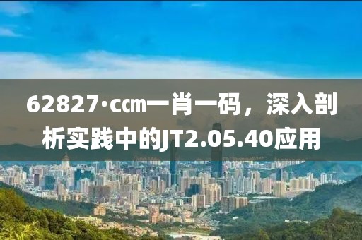 62827·c㎝一肖一码，深入剖析实践中的JT2.05.40应用