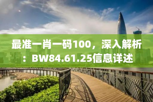 最准一肖一码100，深入解析：BW84.61.25信息详述