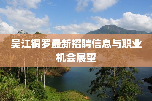 吴江铜罗最新招聘信息与职业机会展望