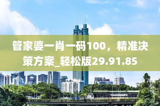管家婆一肖一码100，精准决策方案_轻松版29.91.85