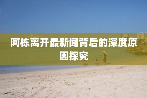 阿栋离开最新闻背后的深度原因探究