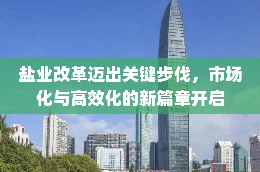 盐业改革迈出关键步伐，市场化与高效化的新篇章开启