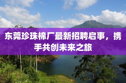 东莞珍珠棉厂最新招聘启事，携手共创未来之旅