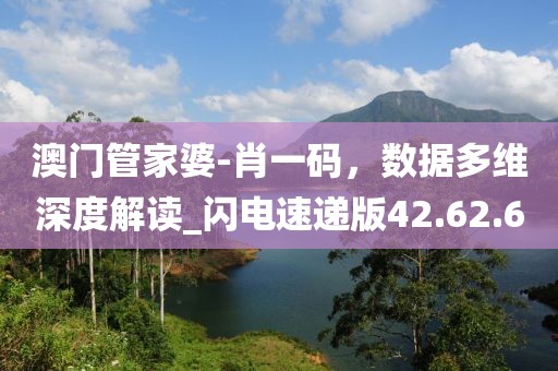 澳门管家婆-肖一码，数据多维深度解读_闪电速递版42.62.60