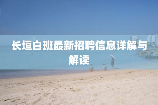 长垣白班最新招聘信息详解与解读