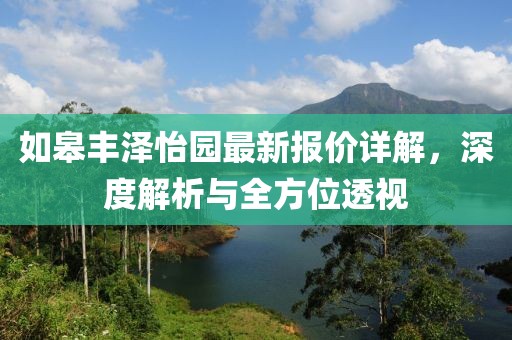 如皋丰泽怡园最新报价详解，深度解析与全方位透视