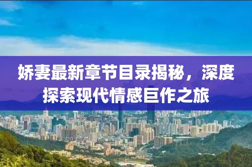 娇妻最新章节目录揭秘，深度探索现代情感巨作之旅