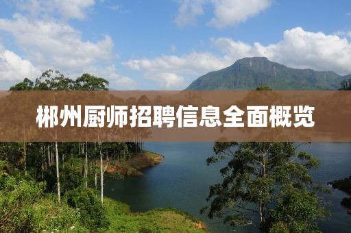 郴州厨师招聘信息全面概览