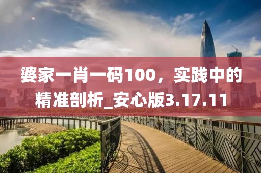 婆家一肖一码100，实践中的精准剖析_安心版3.17.11