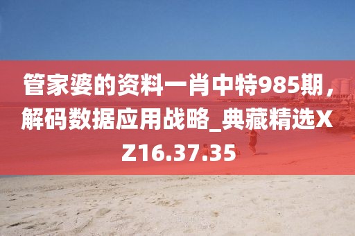管家婆的资料一肖中特985期，解码数据应用战略_典藏精选XZ16.37.35