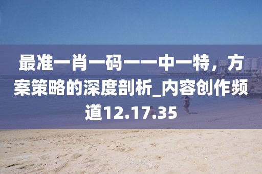 最准一肖一码一一中一特，方案策略的深度剖析_内容创作频道12.17.35