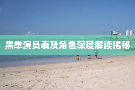 黑拳演员表及角色深度解读揭秘