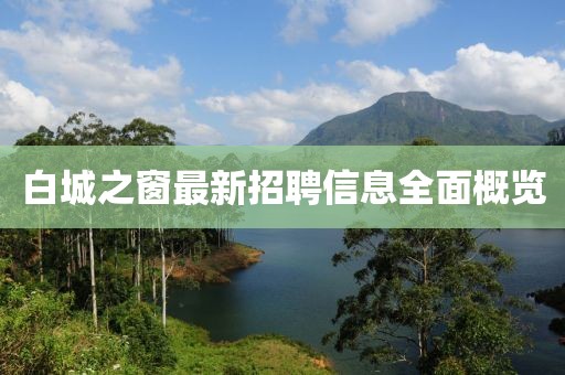白城之窗最新招聘信息全面概览