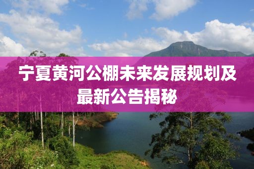 宁夏黄河公棚未来发展规划及最新公告揭秘