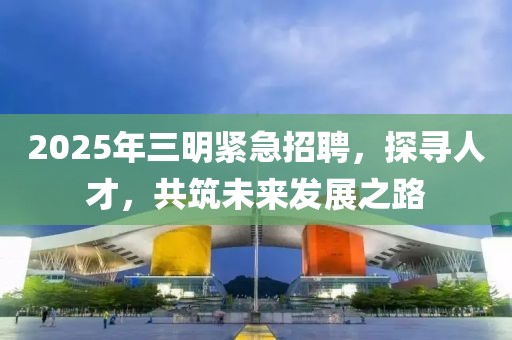 2025年三明紧急招聘，探寻人才，共筑未来发展之路