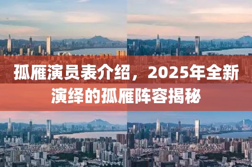 孤雁演员表介绍，2025年全新演绎的孤雁阵容揭秘