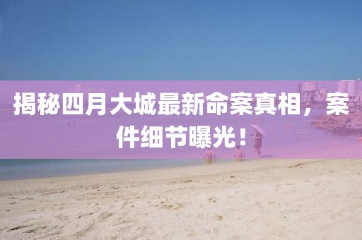 揭秘四月大城最新命案真相，案件细节曝光！
