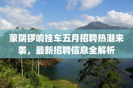蒙阴锣响挂车五月招聘热潮来袭，最新招聘信息全解析