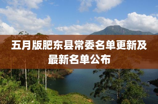 五月版肥东县常委名单更新及最新名单公布
