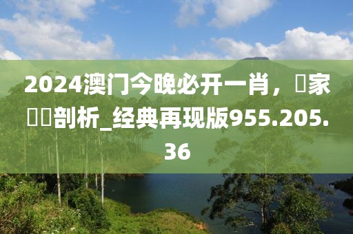 2024澳门今晚必开一肖，專家觀點剖析_经典再现版955.205.36