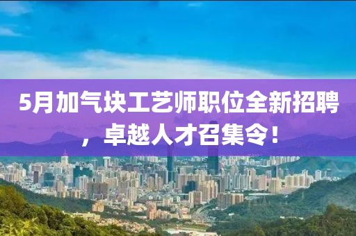5月加气块工艺师职位全新招聘，卓越人才召集令！