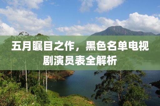 五月瞩目之作，黑色名单电视剧演员表全解析