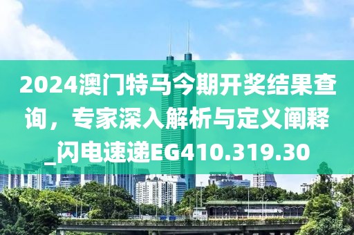 2024澳门特马今期开奖结果查询，专家深入解析与定义阐释_闪电速递EG410.319.30