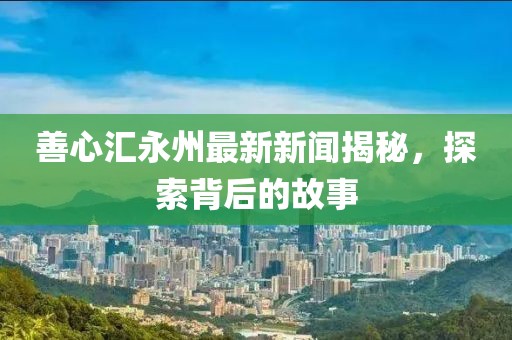善心汇永州最新新闻揭秘，探索背后的故事