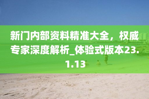 新门内部资料精准大全，权威专家深度解析_体验式版本23.1.13