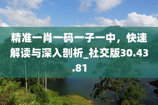 精准一肖一码一子一中，快速解读与深入剖析_社交版30.43.81